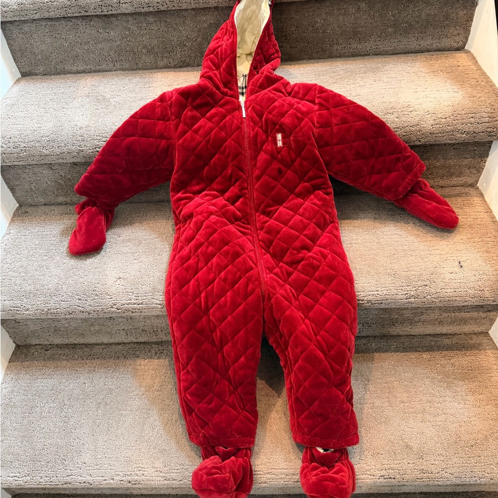Burberry Red Quilted Kids Snowsuit